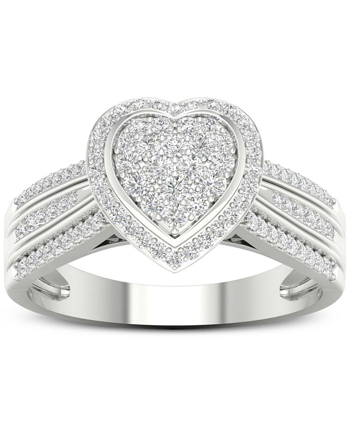 Macy's Diamond Heart Ring (1/2 ct. t.w.) in Sterling Silver Macy's