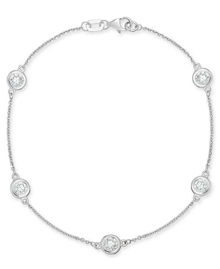 Macy's Diamond Bezel Link Bracelet (1 ct. t.w.) in 14k White Gold - Macy's