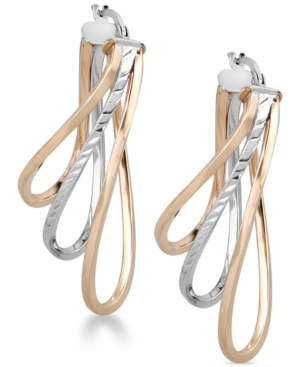 image of Two-Tone Layered Hoop Earrings in 14k Gold & White Gold