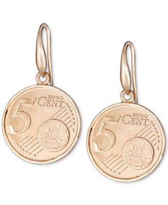 Italian Gold - Euro-Look Coin Drop Earrings in 14k Gold-Plated Sterling Silver