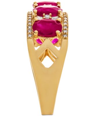 Sapphire (2-7/8 ct. t.w.) & Diamond (1/3 ct. t.w.) Ring in 14k White Gold (Also in Emerald, Tanzanite and Ruby)