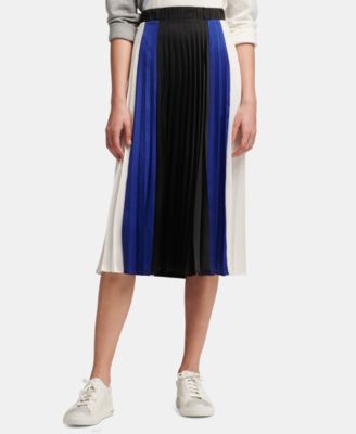 color block pleated skirt