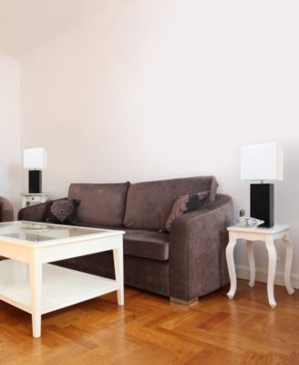 Elegant Designs 2 Pack Modern Leather Table Lamps with White Fabric Shades