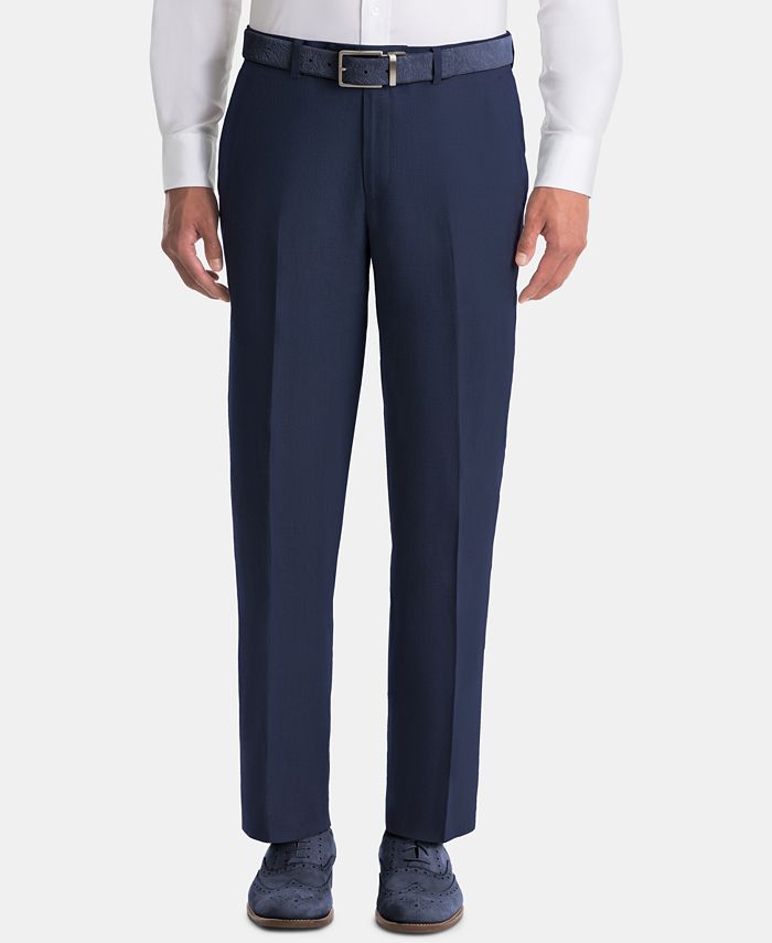 Regular Fit Linen Pants - Navy blue - Men