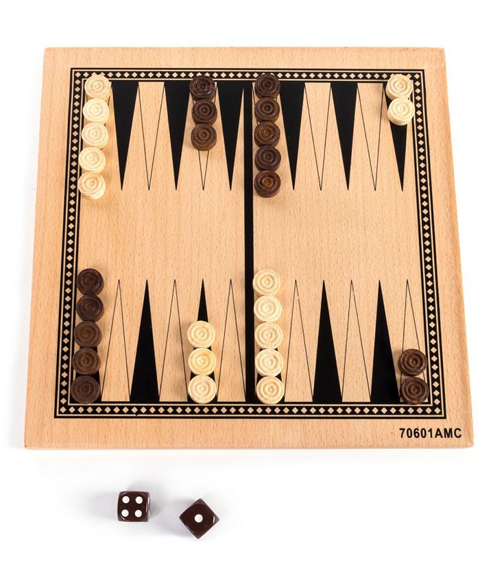 Cardinal Games Leather Chess, Checkers, and Backgammon - Deluxe 3-Game ...