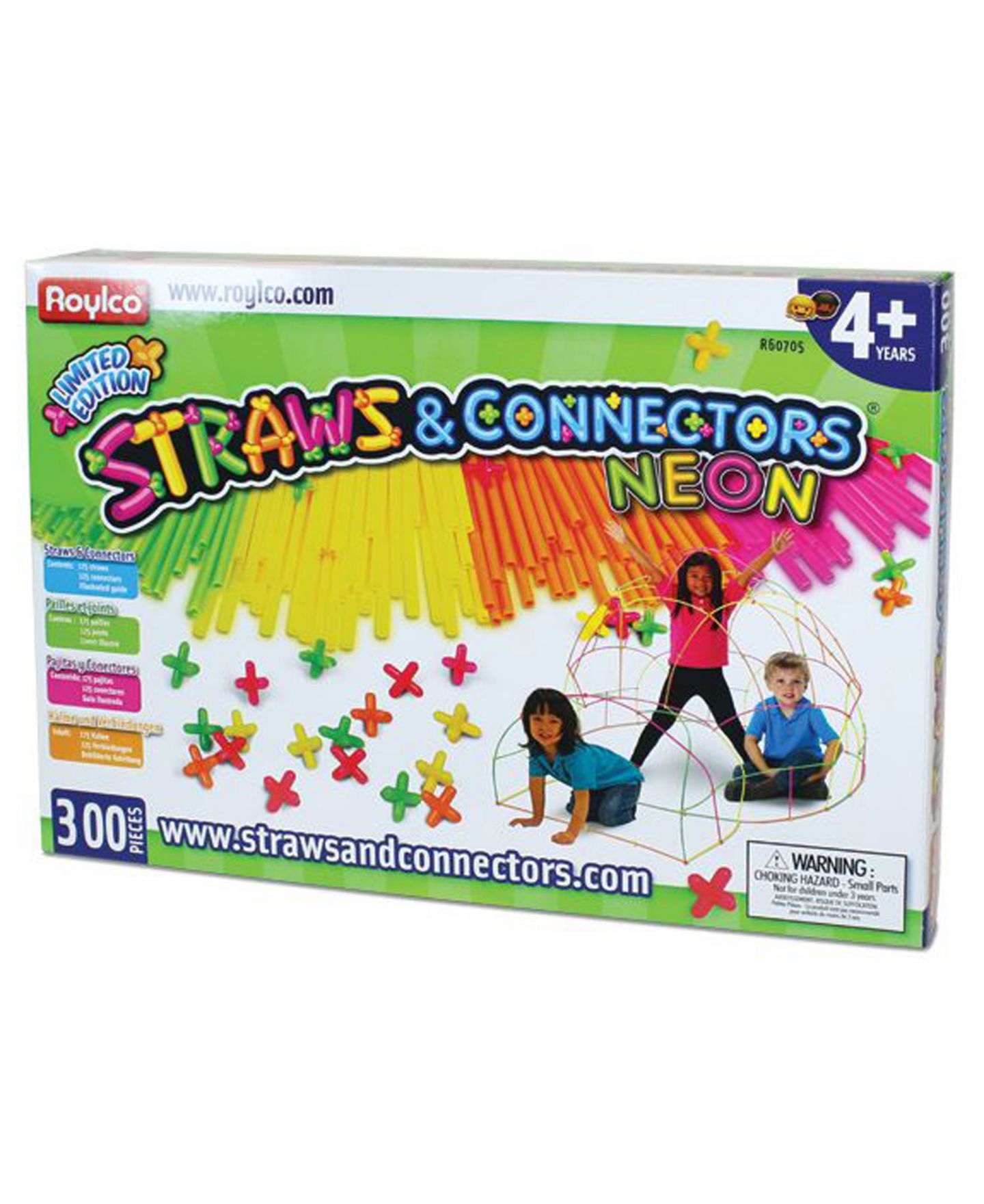 Детский конструктор Roylco Flexible Straws and Connectors 300-Piece Building Set, Ages 4+ — фото 1
