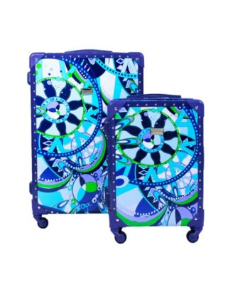 Macbeth Collection - Sailing Serafina Trunk 2 Piece Nested Luggage Set, Navy