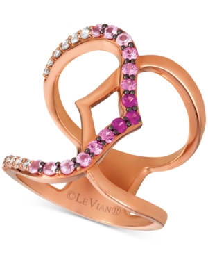 image of Le Vian Strawberry Layer Cake Multi-Gemstone Statement Ring (3/4 ct. t.w.) in 14k Rose Gold