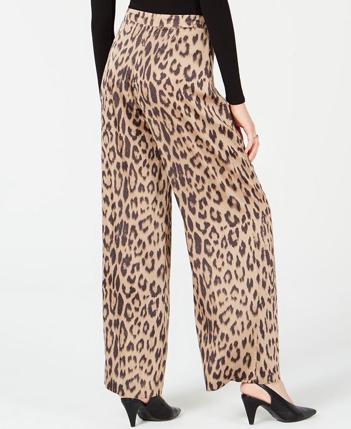 Bar III Leopard-Print Wide-Leg Pants, Created for Macy's & Reviews ...