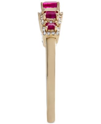 Sapphire (3/4 ct. t.w.) & Diamond (1/6 ct. t.w.) Ring in 14k Gold (Also Available in Ruby & Emerald)