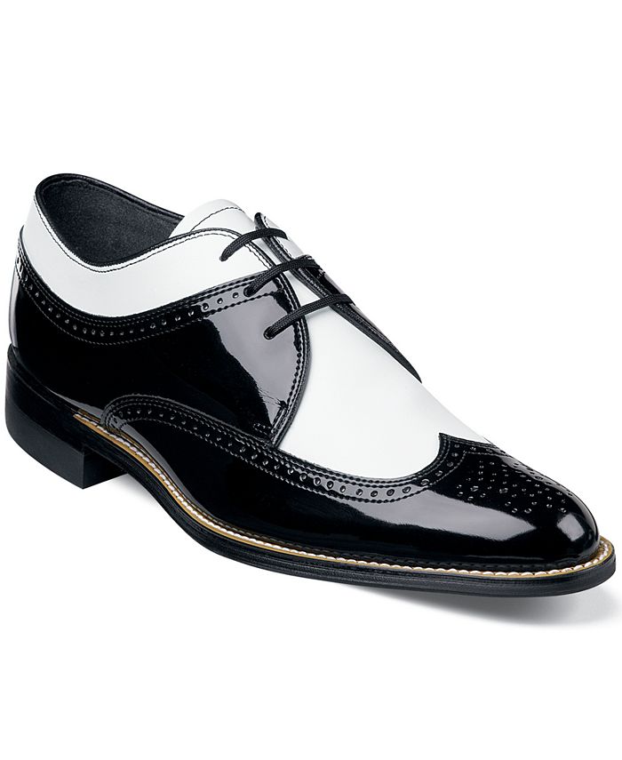 Stacy Adams Dayton Wing Tip Black White Patent Leather Dress Formal Shoes 