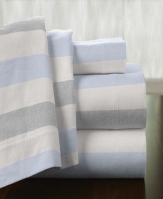 Pointehaven Savannah Stripe Superior Weight Cotton Flannel Sheet Set Bedding