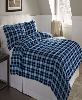 Pointehaven Ashby Plaid Superior Weight Cotton Flannel Duvet Cover Set Bedding