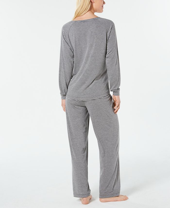 Charter Club Knit Mandarin Top & Pajama Pants Set - Bright Red Fair Isle Pattern (Size Small/Medium)