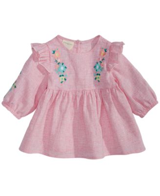 First Impressions - Baby Girls Striped Floral-Embroidered Top