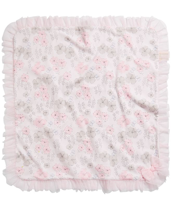 First Impressions Baby Girls FloralPrint TulleTrim Blanket, Created