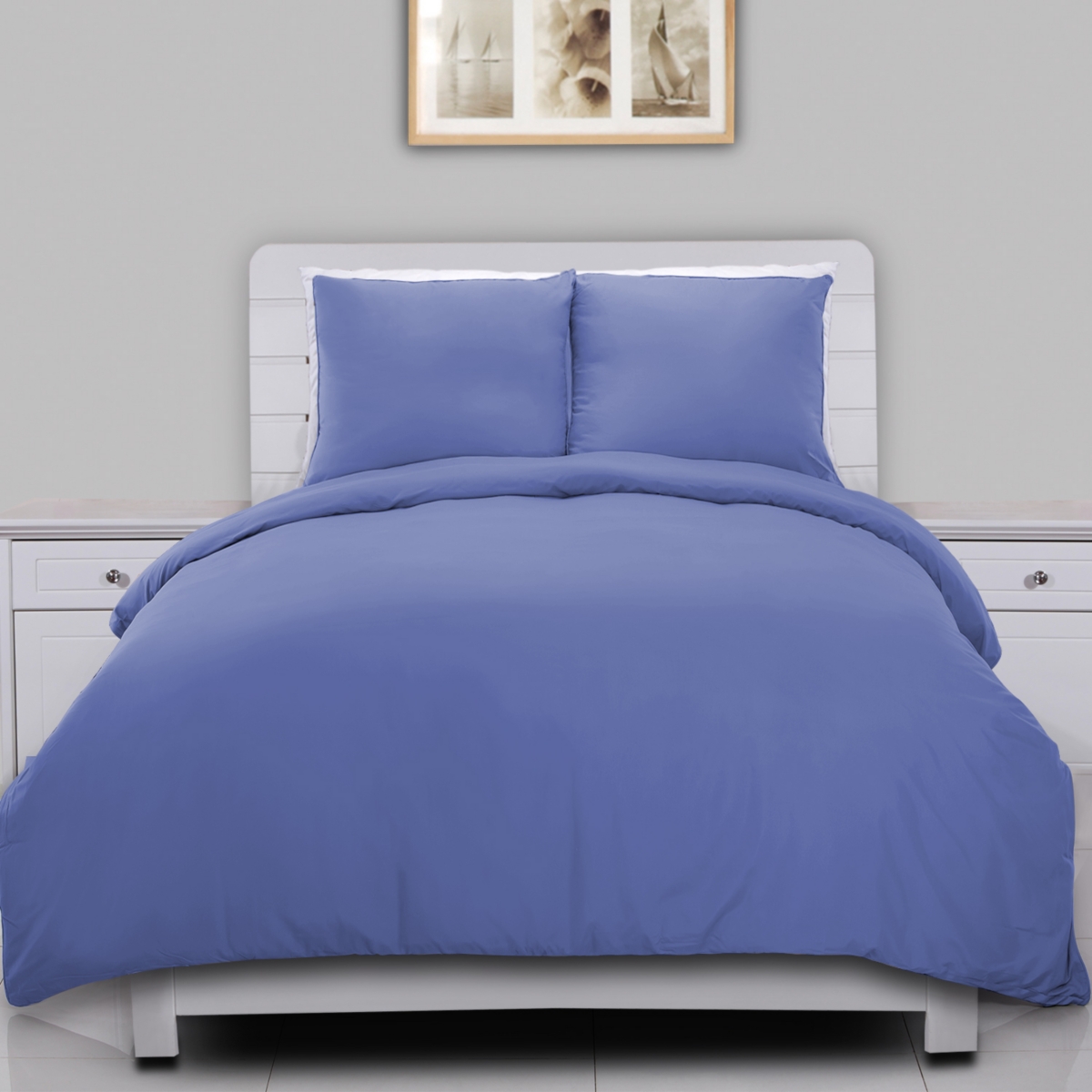 Lotus Home Water And Stain Resistant Microfiber Duvet Cover Mini Set In Blue