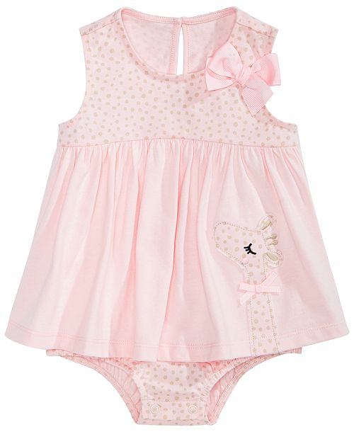 First Impressions Baby Girls Cotton Giraffe Skirted Romper, Created for ...