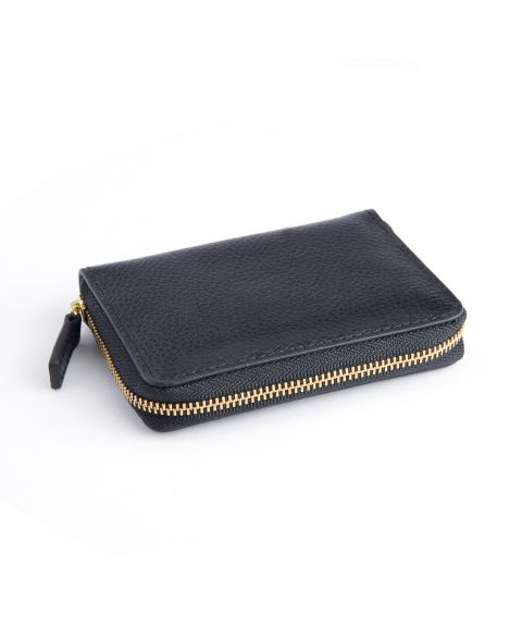 ROYCE New York Men's Pebbled Leather Zippered Credit Card Wallet