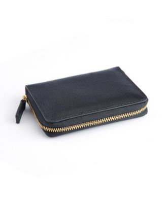 ROYCE New York Men's Pebbled Leather Zippered Credit Card