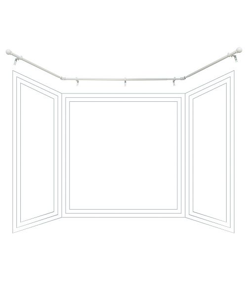 Decopolitan 3 4 Inch Bay Window Ball Curtain Rod Set White