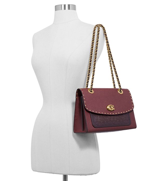COACH Parker Shoulder Bag in Signature Leather with Rivets & Reviews Handbags & Accessories