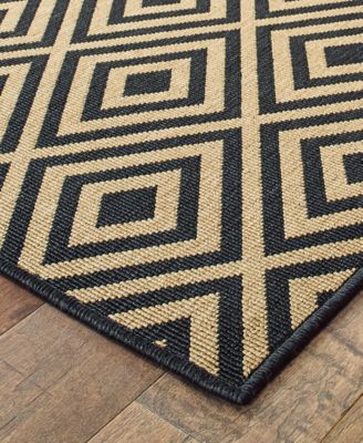 Marina 2335K Black/Tan 2'5" x 4'5" Indoor/Outdoor Area Rug