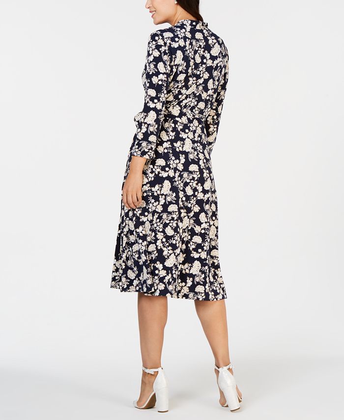 Charter Club Petite Belted Printed Midi Dress, Created for Macy's - Macy's