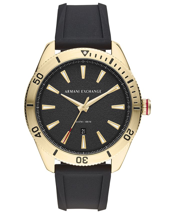 AX Armani Exchange Men's Enzo Black Silicone Strap Watch 46mm Macy's