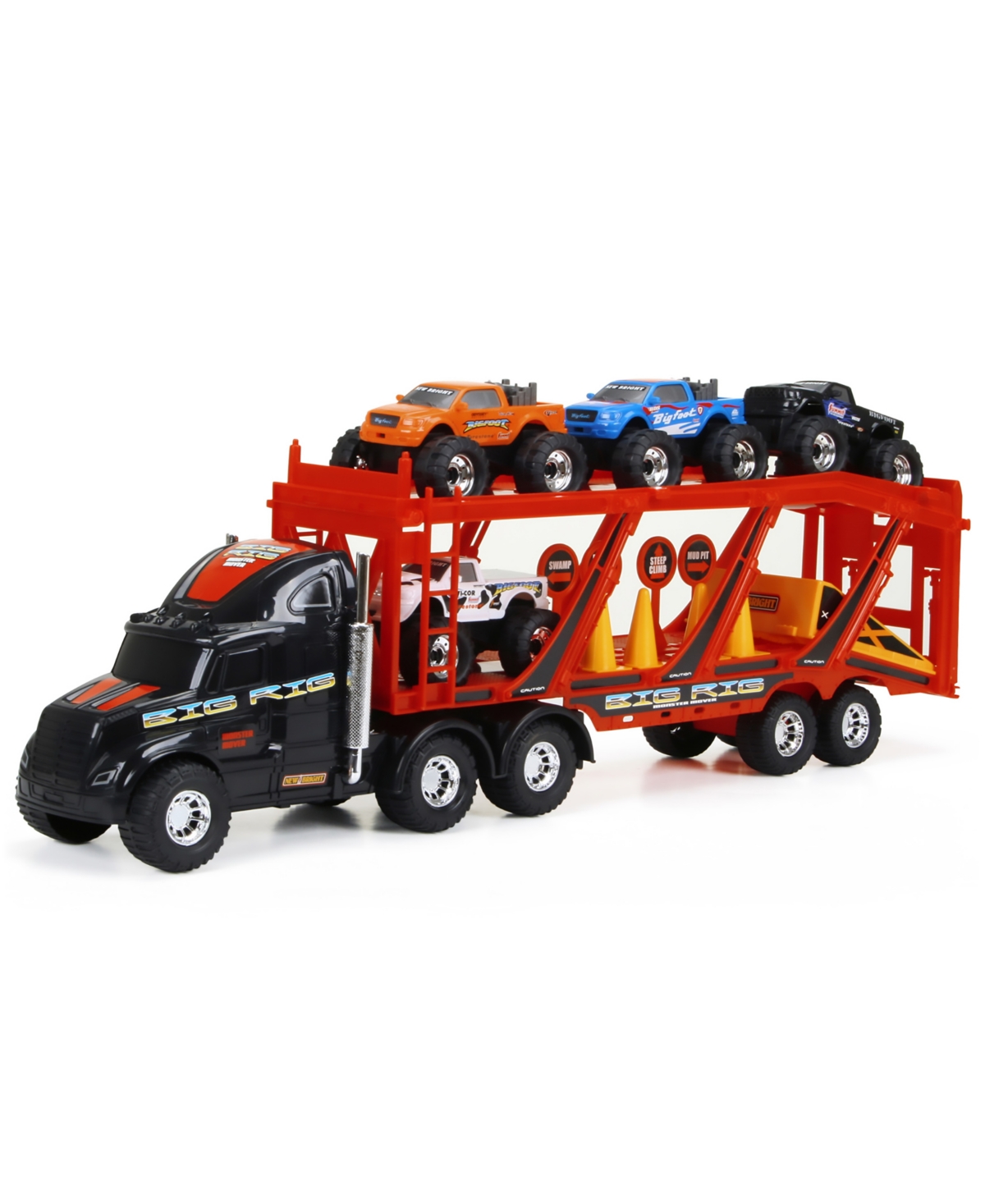 New Bright Kids' 22" Big Foot Car Carrier With 4 Trucks And Accessories In Multi