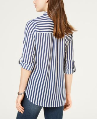 Juniors' Striped Button-Up Shirt