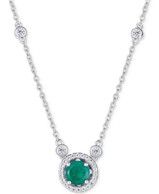 Macy's - Gemstone and White Topaz (1/2 ct. t.w.) 18" Pendant Necklace in Sterling Silver