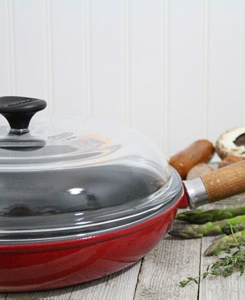 Chasseur French Enameled Cast Iron 11 Fry Pan with Cast Iron Handle and  Glass Lid