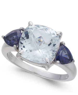 image of Aquamarine & Iolite Accent (4-3/8 ct. t.w.) Statement Ring in Sterling Silver