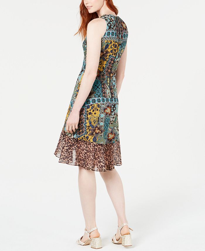 Nanette Lepore Multi-Print Chiffon-Hem Dress, Created for Macy's - Macy's