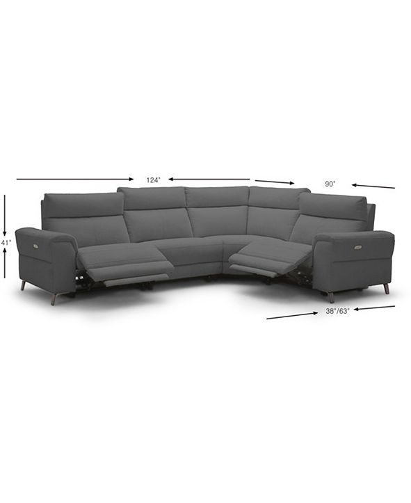 Furniture CLOSEOUT! Raymere 122" 4Pc. Fabric Sectional Sofa with 2