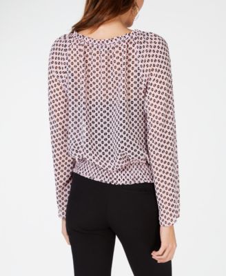 INC International Concepts INC Printed Smocked Bell-Sleeve Top, Created for Macy's