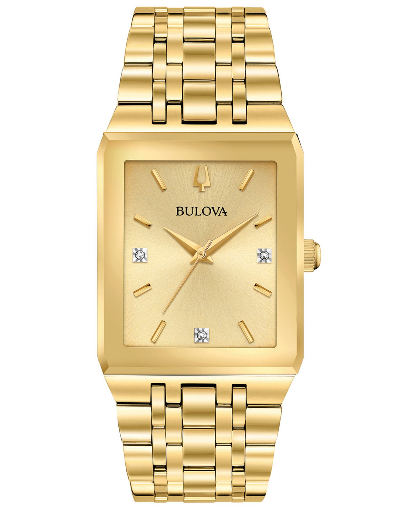 Мужские часы Bulova Futuro Diamond-Accent Gold-Tone Stainless Steel Bracelet Watch 30x45mm — фото 1