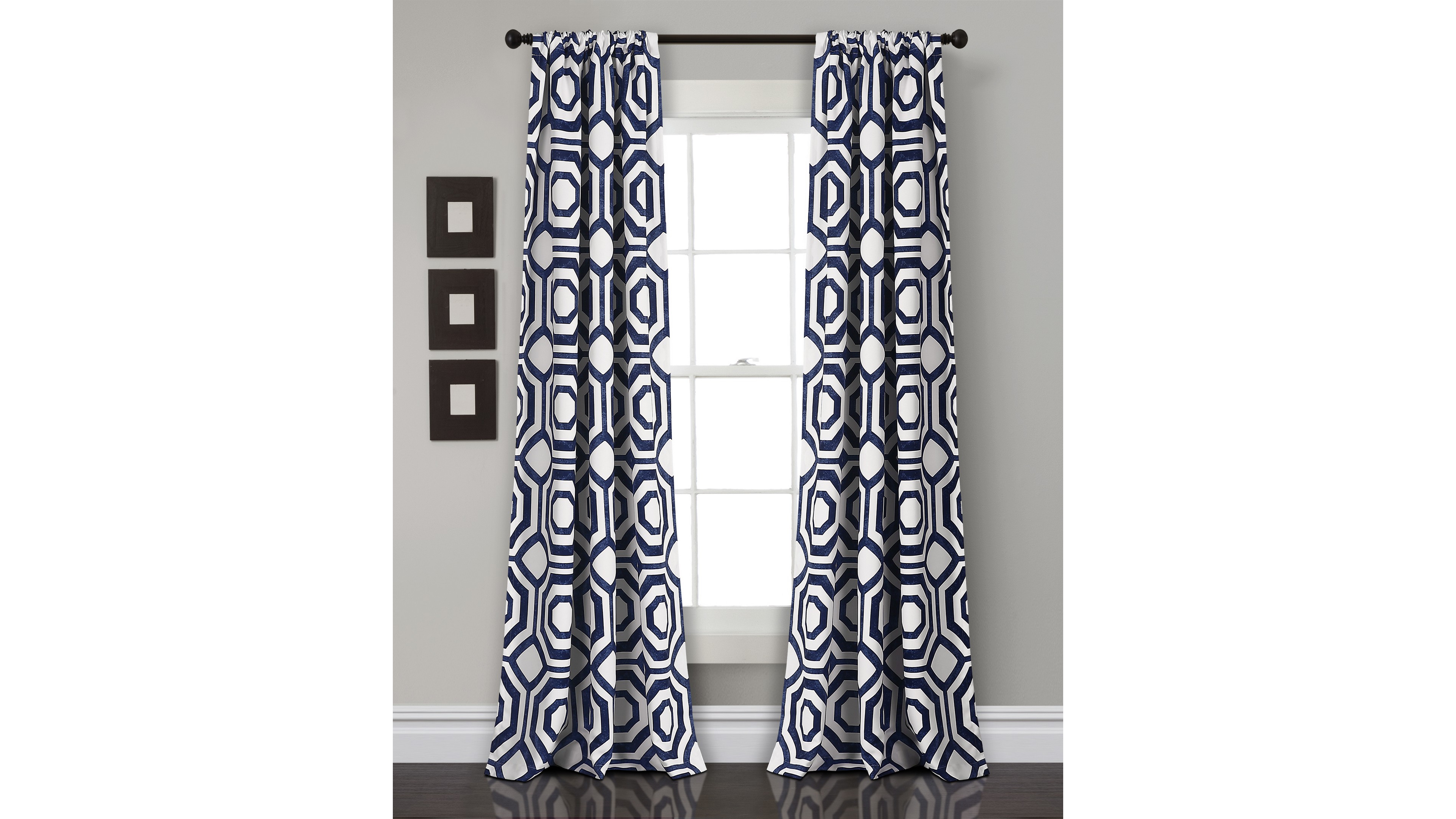 Lush Decor Octagon Blocks Light Filtering Window Curtain Panels Pair 52"W x 84"L