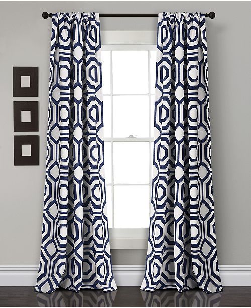 Lush Decor Octagon Blocks Room Darkening Window Curtain Set 84 X