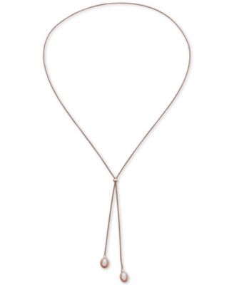 Macy's - Cultured Freshwater Pearl (9-1/2mm) Lariat Necklace in Sterling Silver