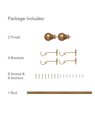 Elrene Home Fashions Cordelia 1" Diameter Adjustable Curtain Rod Set with Globe Ball Finials