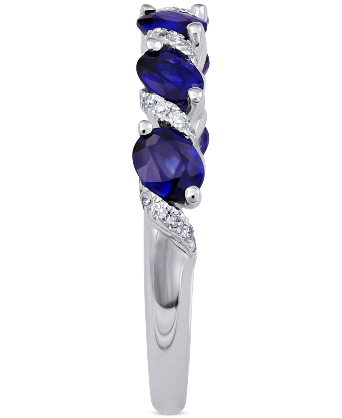 (1-1/4 ct. t.w.) & Diamond (1/8 ct. t.w.) Ring in 14k White Gold (Also Available in Emerald and Ruby) - Sapphire