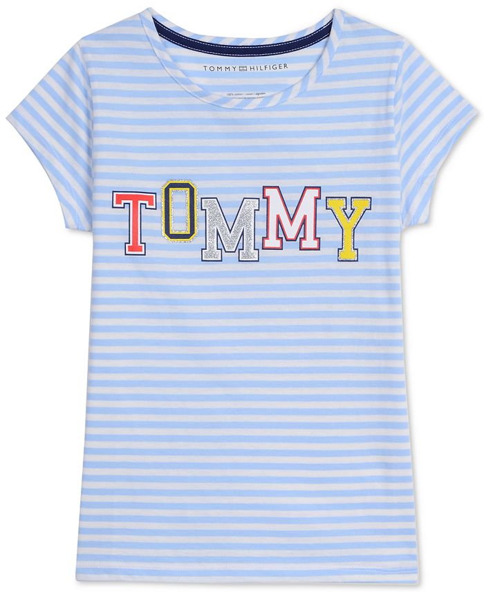 Tommy Hilfiger Big Girls Striped Graphic-Print Cotton T-Shirt & Reviews ...