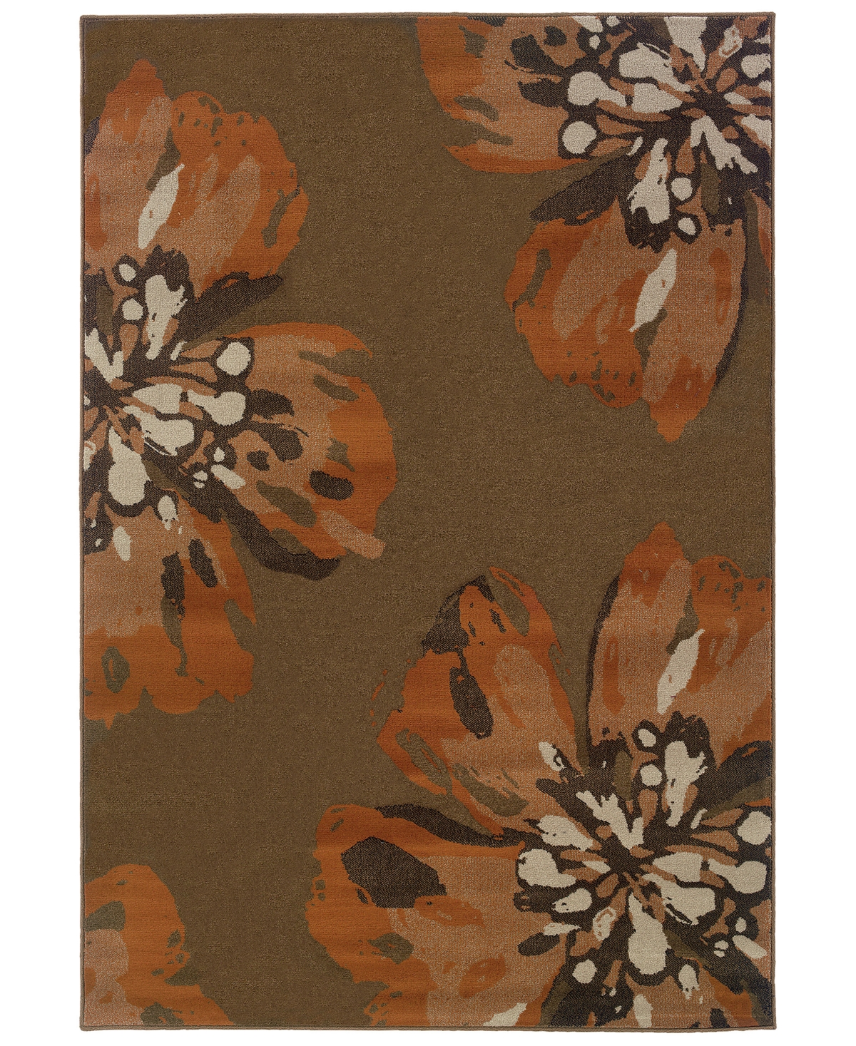 Closeout! Oriental Weavers Adrienne 4130C Brown/Orange 7'10in x 10'10in Area Rug - Brown/Orange