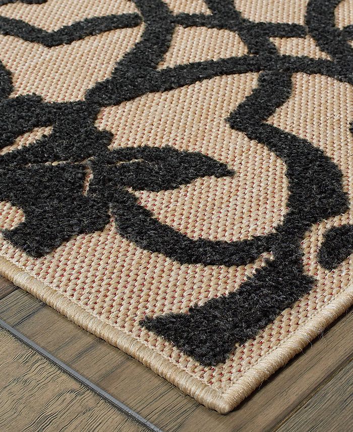 Oriental Weavers - Cayman 001B9 Sand/Charcoal 3'10" x 5'5" Indoor/Outdoor Area Rug