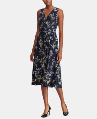Lauren Ralph Lauren Floral-Print Ruched Dress - Macy's