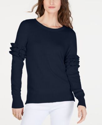 Michael Kors - Cotton Ruffle-Sleeve Sweater