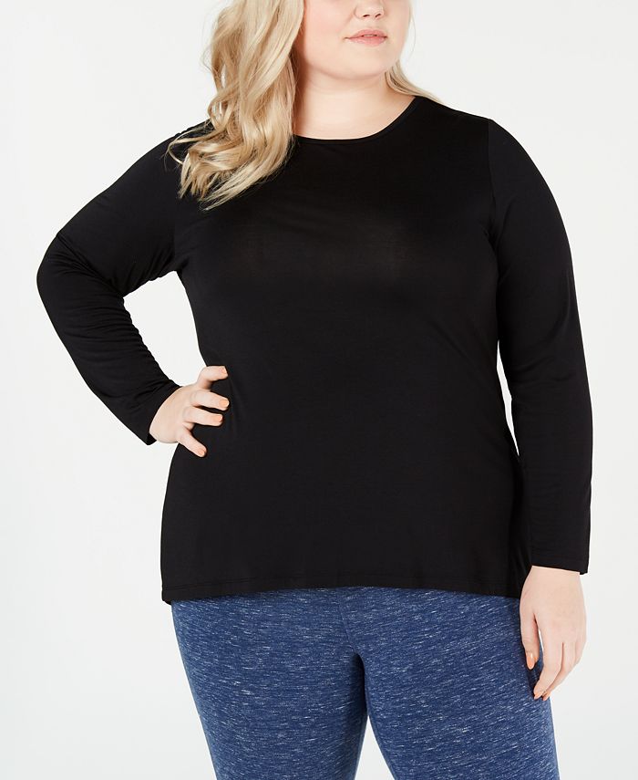 Ideology Plus Size Keyhole-Back Top, Created for Macy's - Macy's