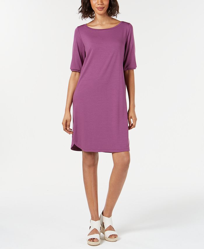 Eileen Fisher Short-Sleeve Dress, Regular & Petite - Macy's